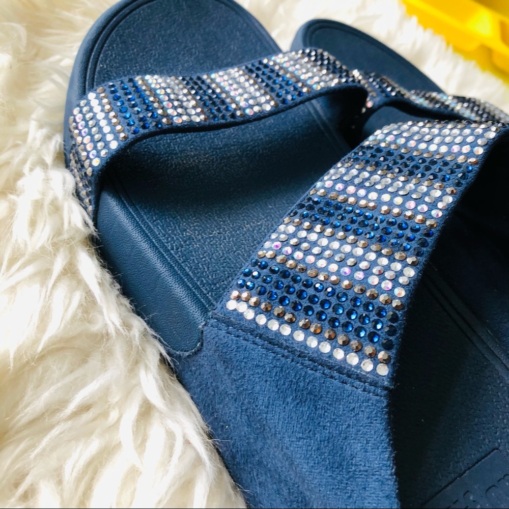 Navy Embellished Slides - image 1